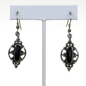Elegant Black and Silver Dangle Earrings